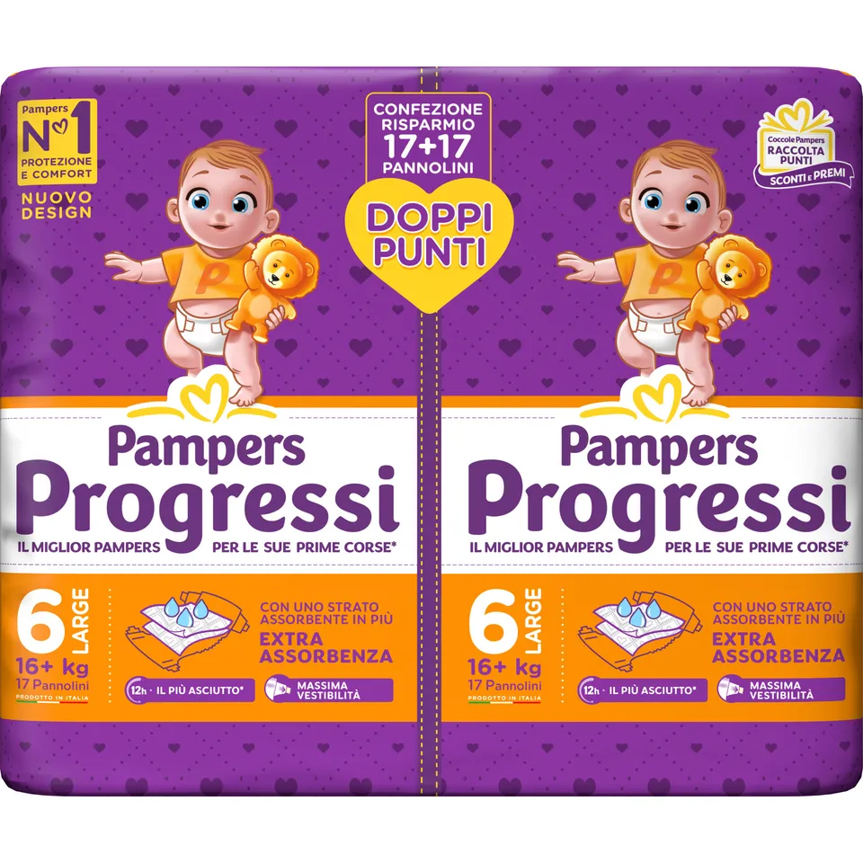 Pampers Progressi pannolini Taglia 6 XL 34 pz mutandina