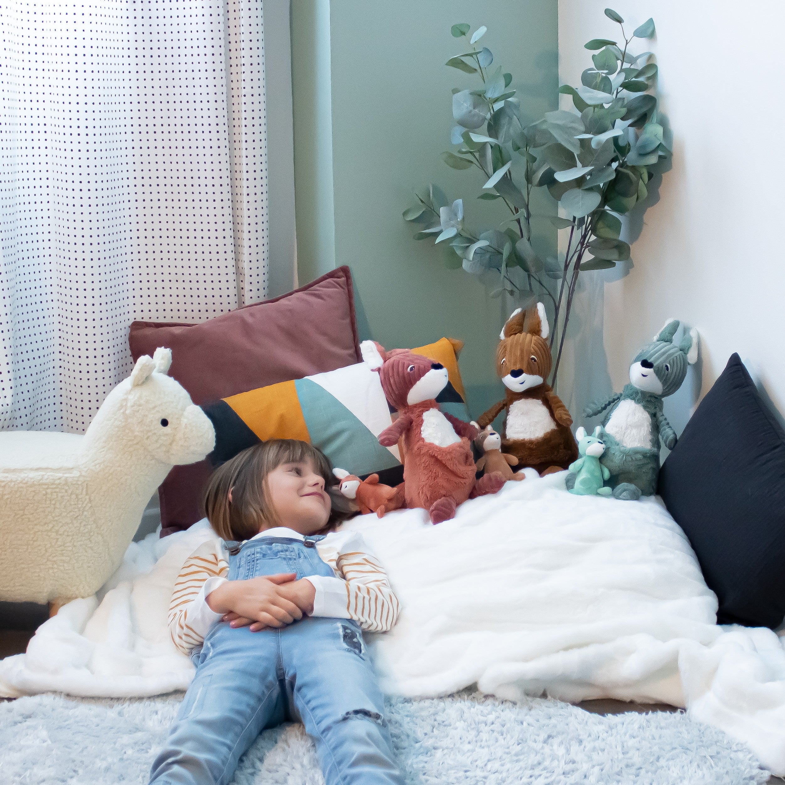 Les Deglingos Allezou peluche canguro verde mamma e bebè