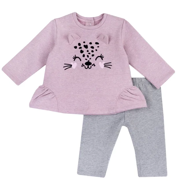 Chicco outfit due pezzi bambina leggings e felpa felpato