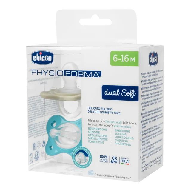 Chicco PhysioForma Dual Soft succhietto azzurro 6-16m 2pz