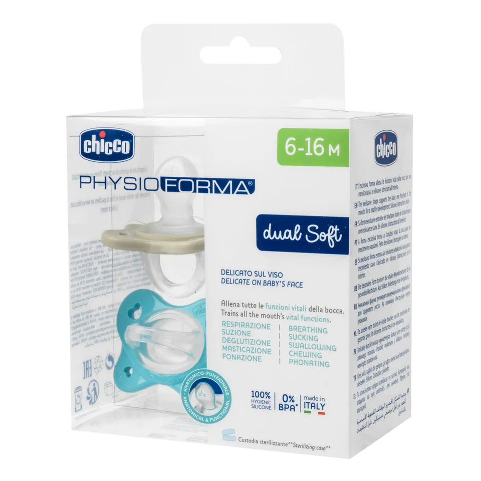 Chicco PhysioForma Dual Soft succhietto azzurro 6-16m 2pz