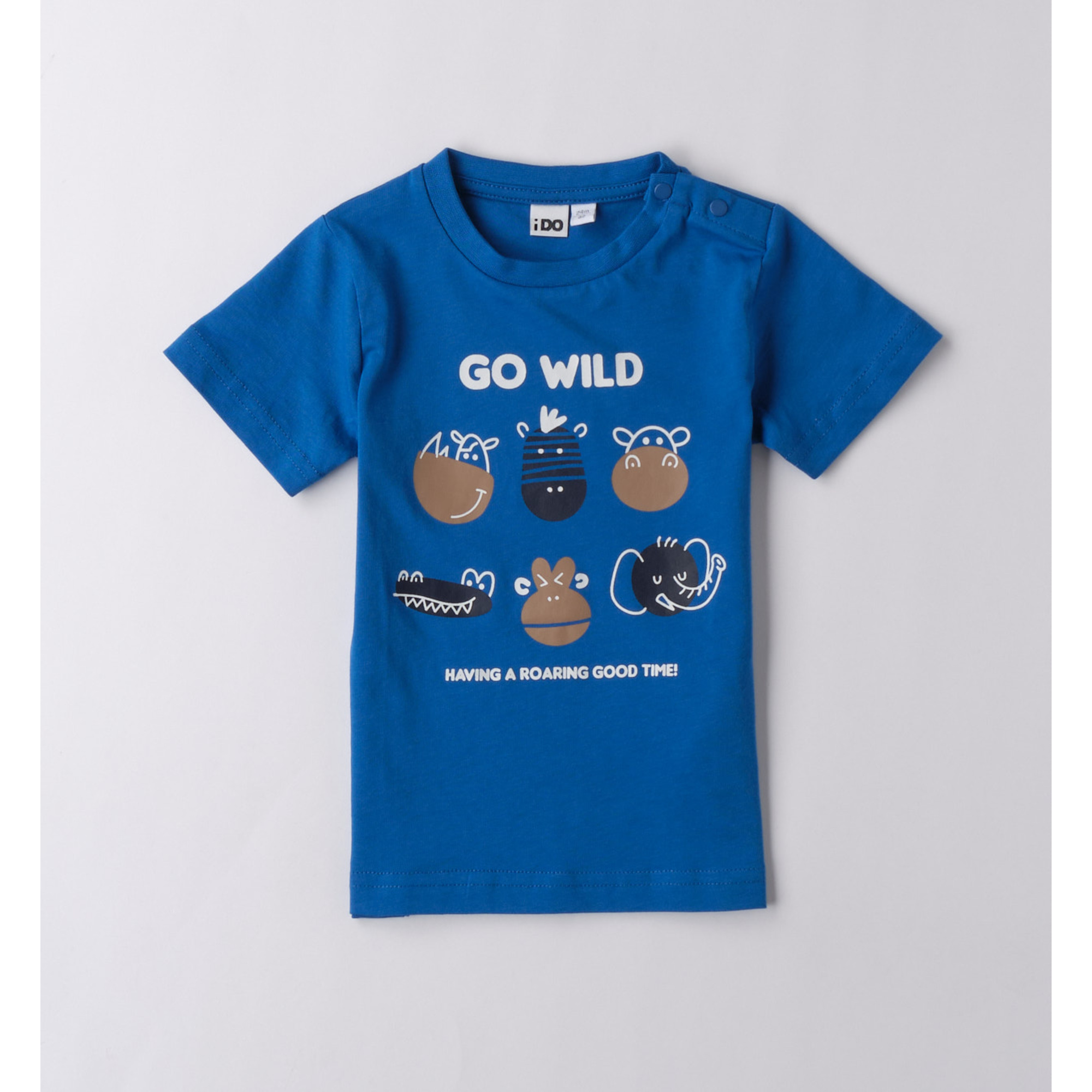 iDO T-shirt bambino bianca stampa animali cotone