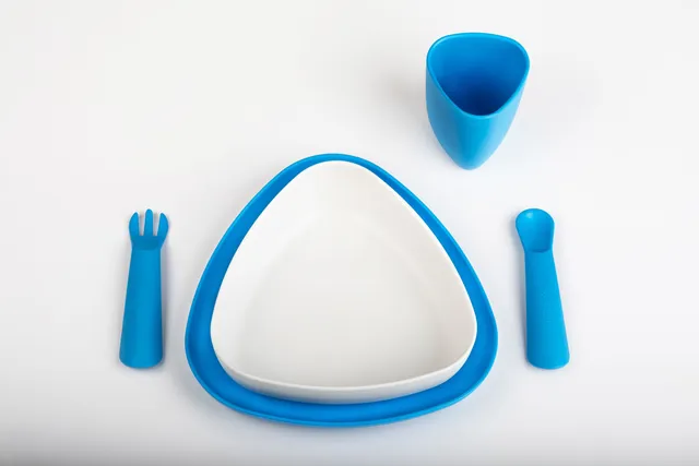 eKoala Set Pappa piatti bimbi blu mais