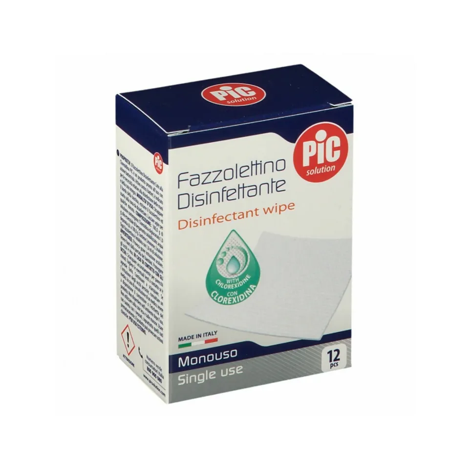 Pic fazzolettini disinfettanti 12 pezzi per mani e cute