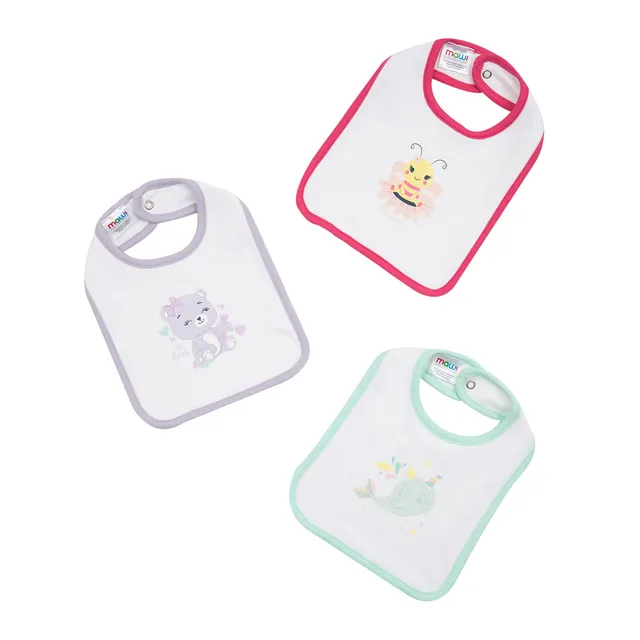 Toys Center Baby Pack 3 bavaglini bimba stampati bianchi