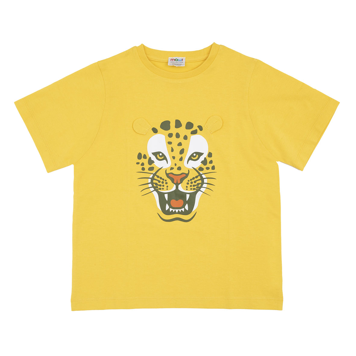 T-shirt bimbo jersey gialla stampa tigre girocollo casual