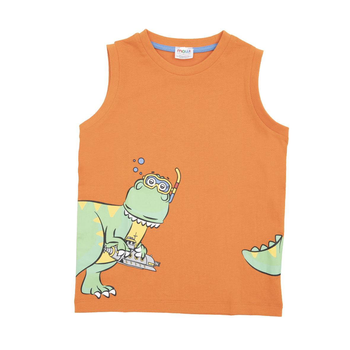 Canottiera Bimbo Jersey Arancio Stampa Dino