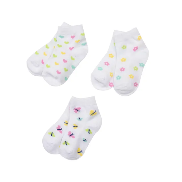 Calze corte bimba pack 3 paia bianco multicolor
