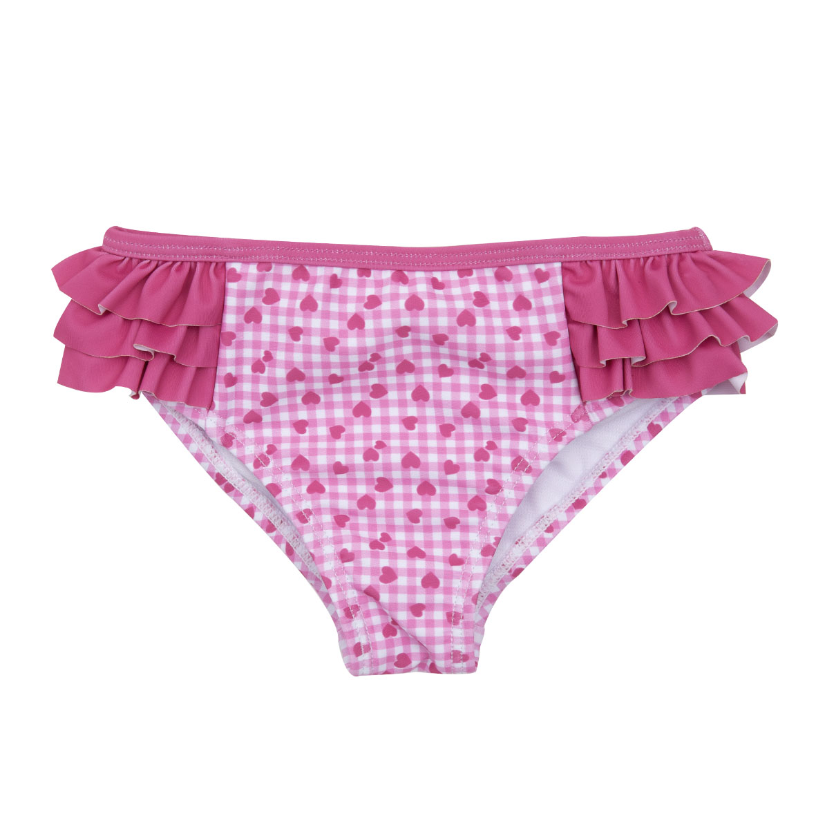 Mawi Slip Mare Bimba Vichy Rosa con Cuori e Volant