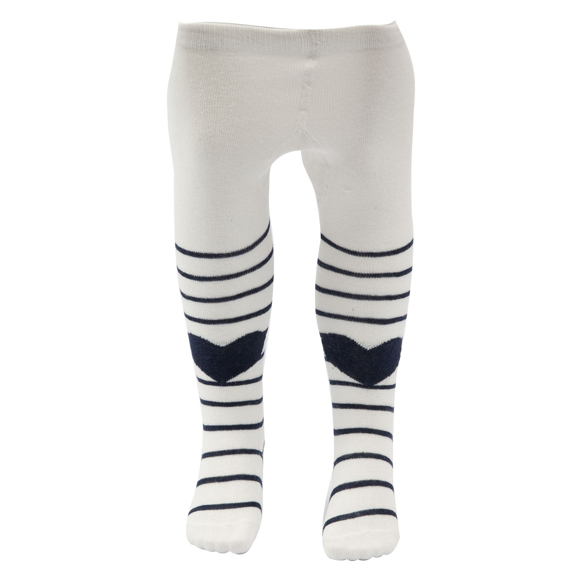 Mawi collant bimba cuore righe cotone panna blu