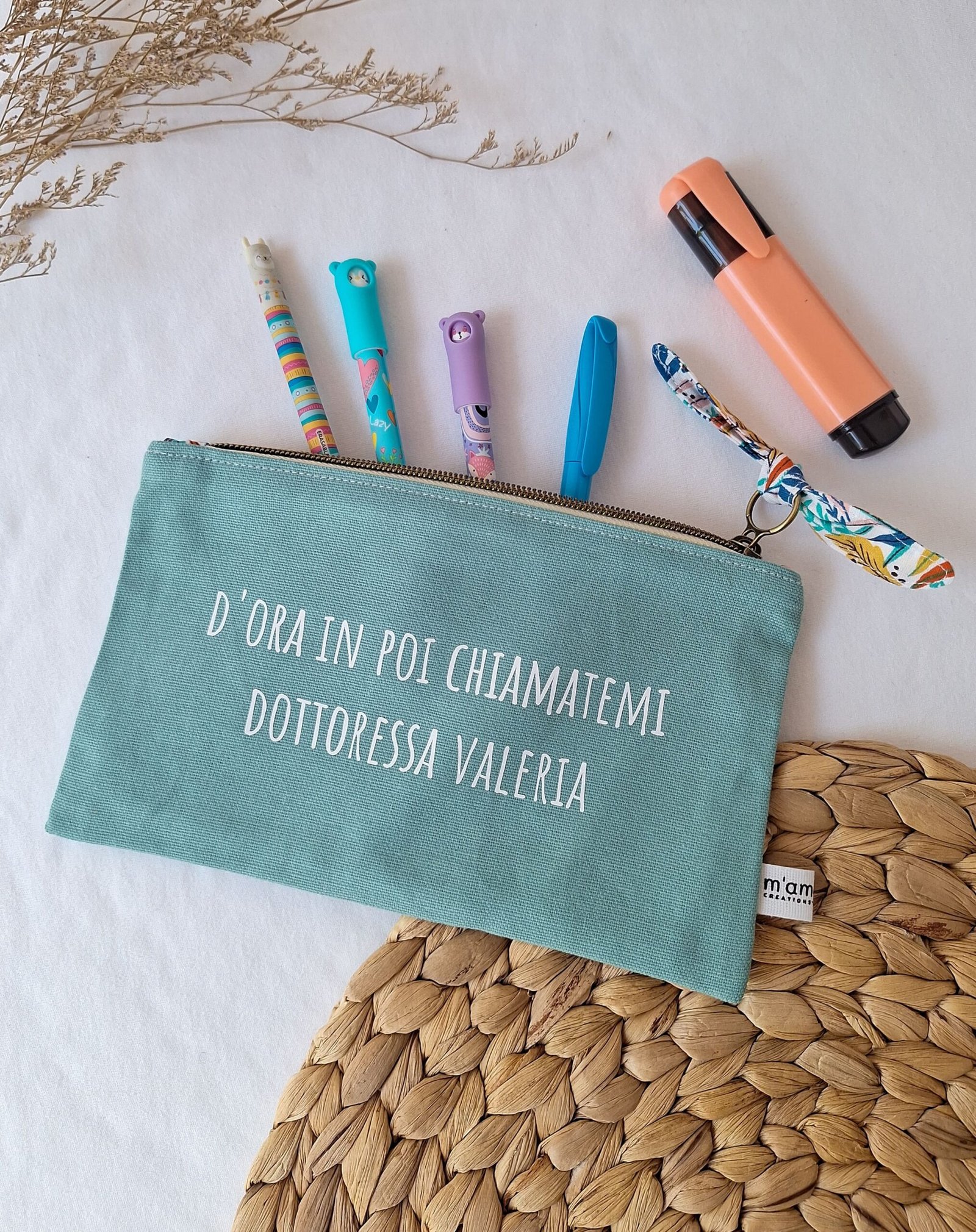 M'Amélie Creations Pochette Personalizzabile con frase cotone