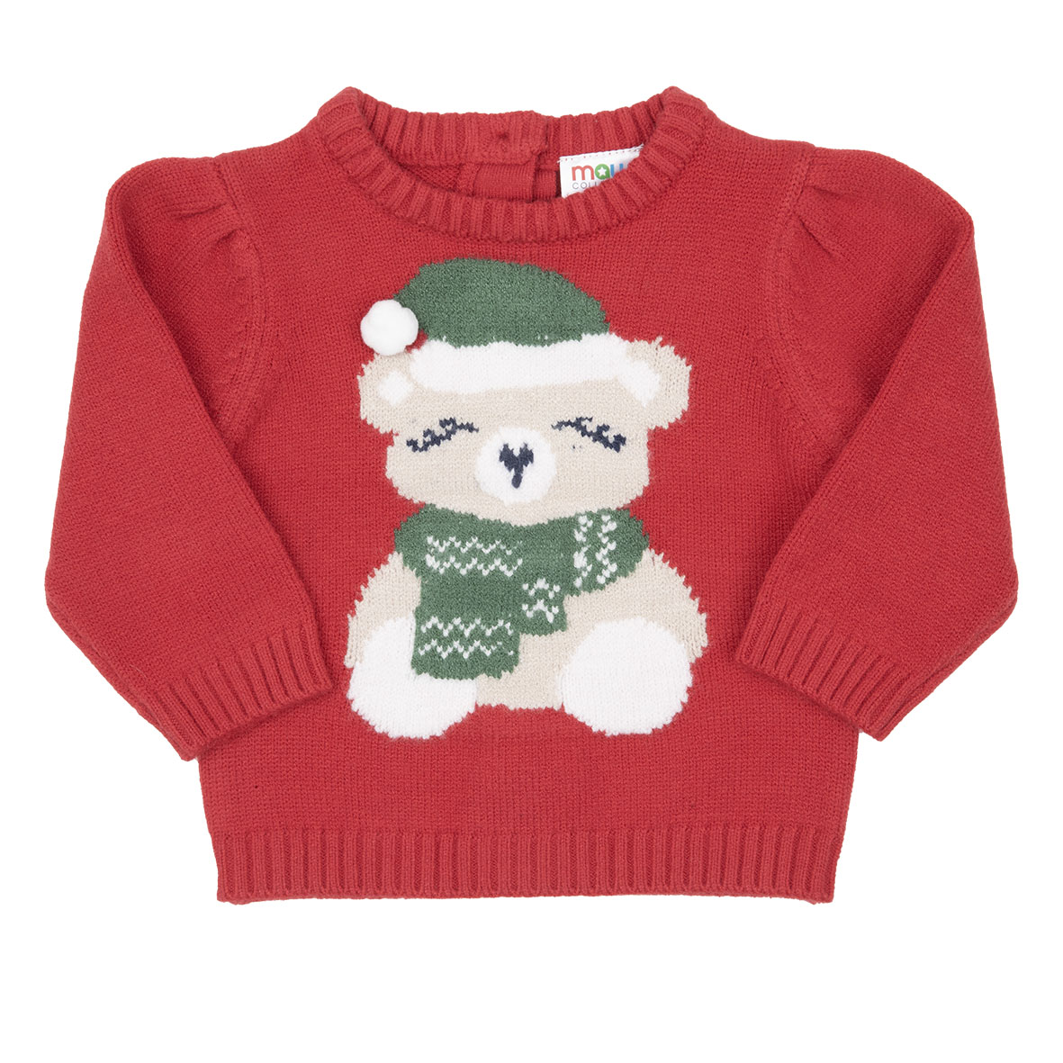 Maglia Tricot Bimba Natale Rossa Orsetto