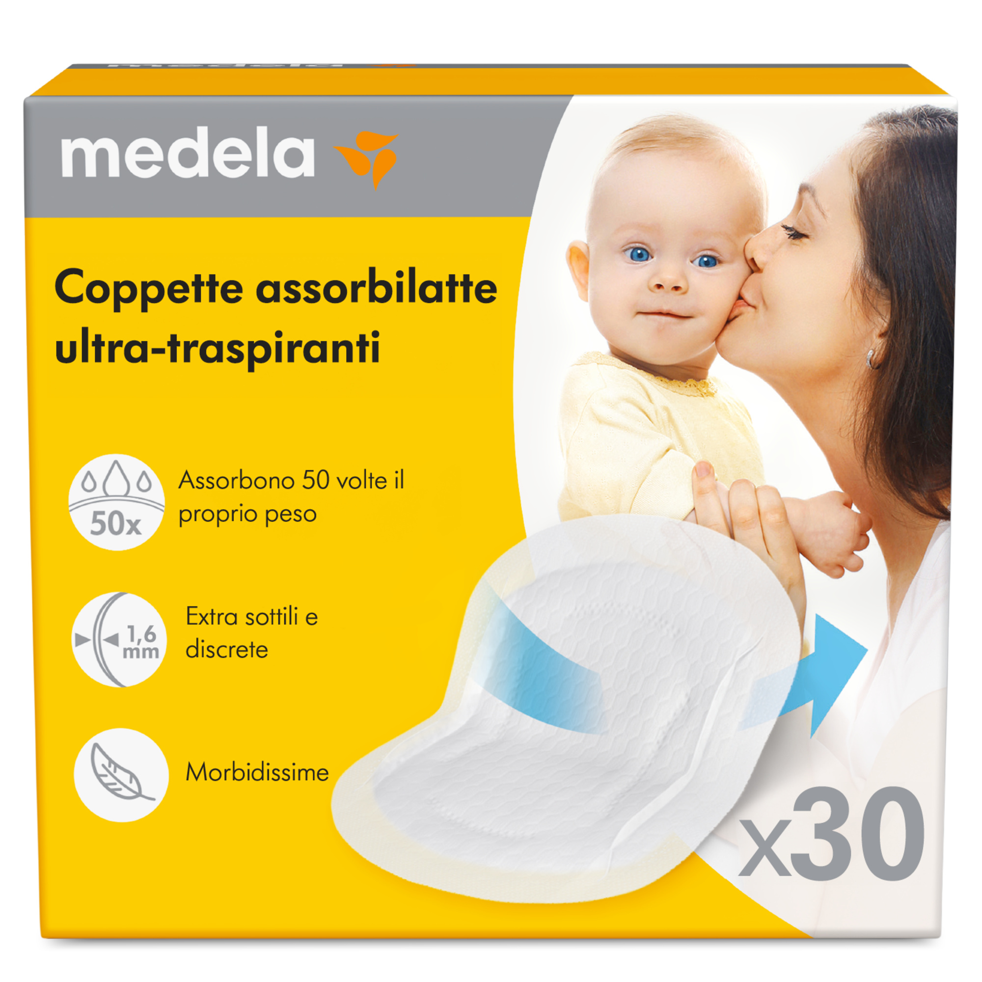 Medela Ultra Traspiranti coppette assorbilatte 30 pezzi sottili