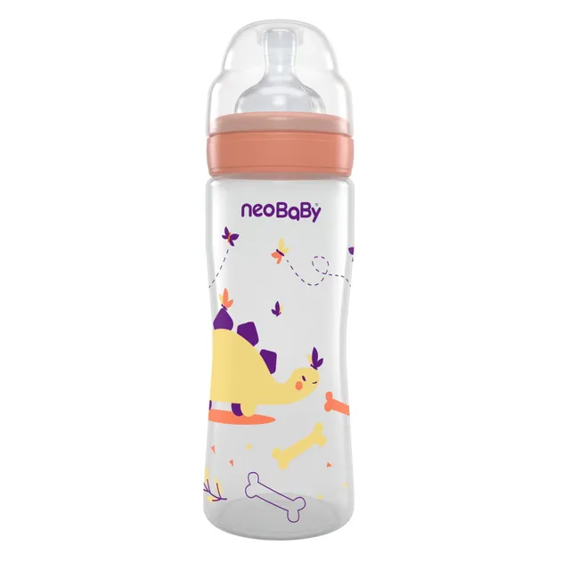 Neobaby Collo Largo biberon silicone 330 ml arancione 4 mesi+