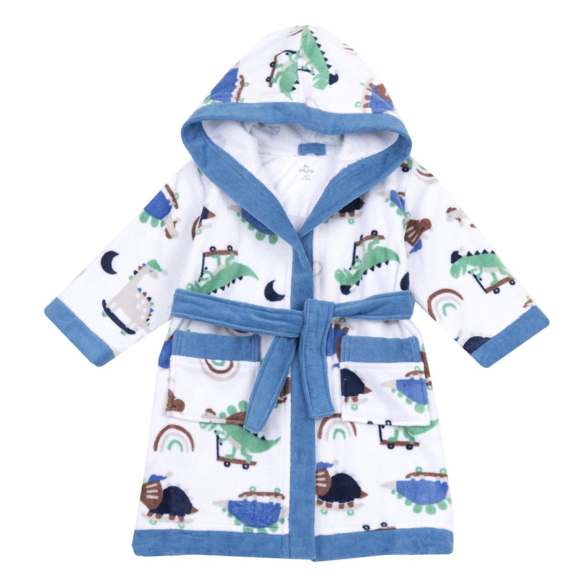Chicco Accappatoio accappatoio cotone dino azzurro con cappuccio