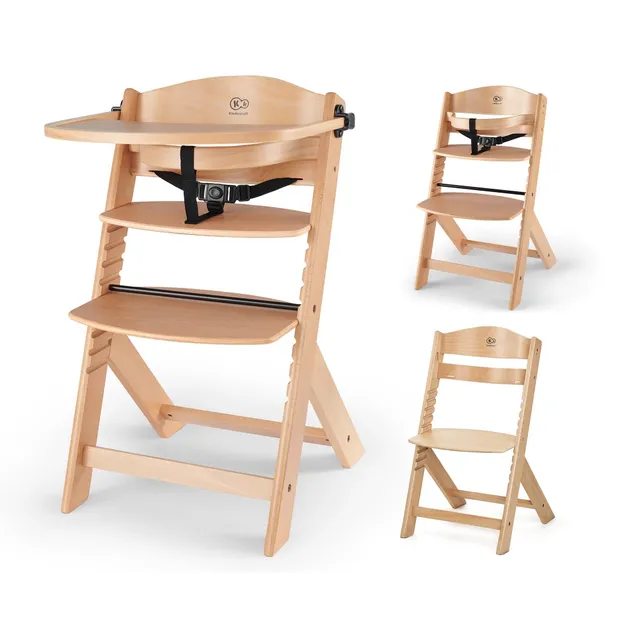 Kinderkraft Enock Natural Wood seggiolone pappa in legno 2 in 1