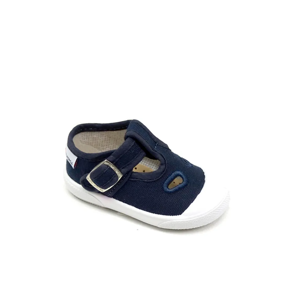 Superga Scarpina Bimbo Blu con Fibbia in Tessuto