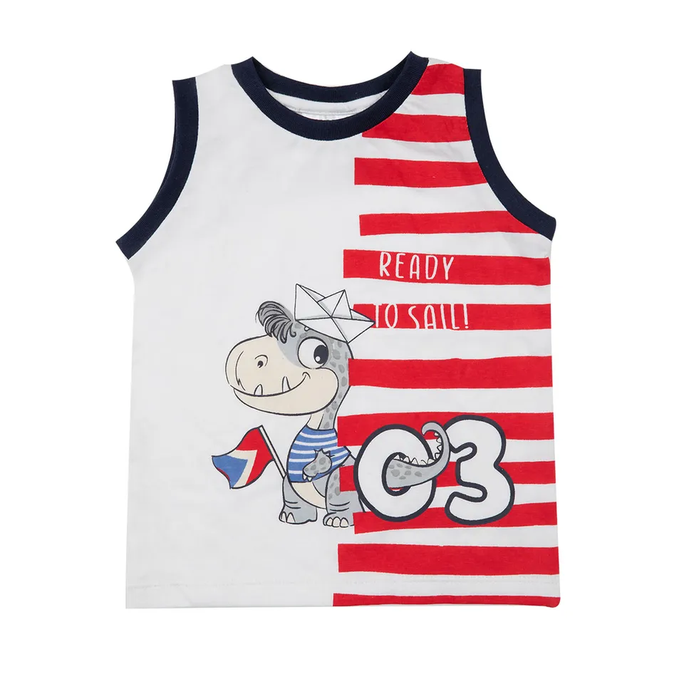 Canotta jersey bianca stampa Dino per bambino