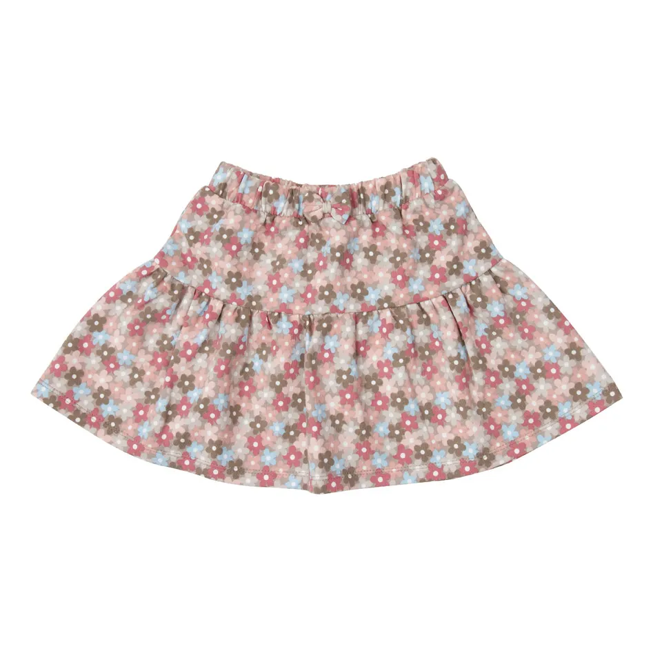 Mawi felpa stampata gonna bambina beige fiori con balza