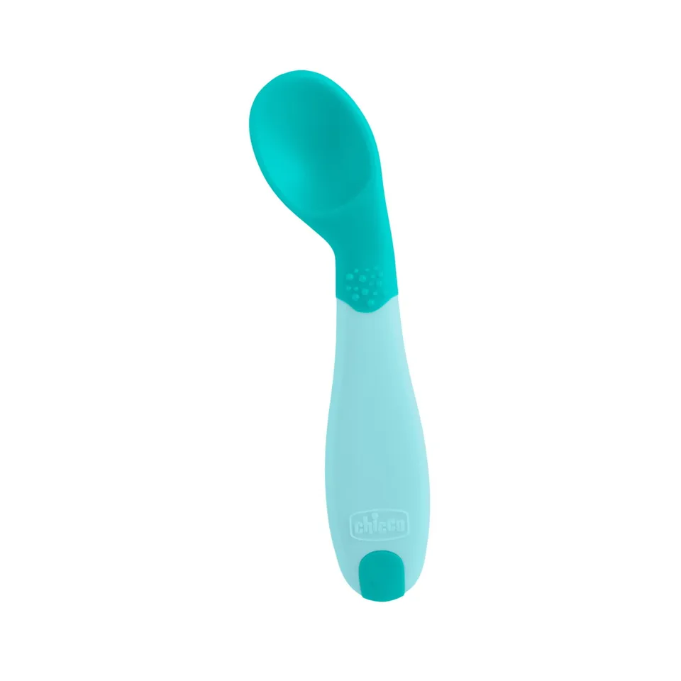Chicco cucchiaio angolato bimbi 8m+ azzurro morbido