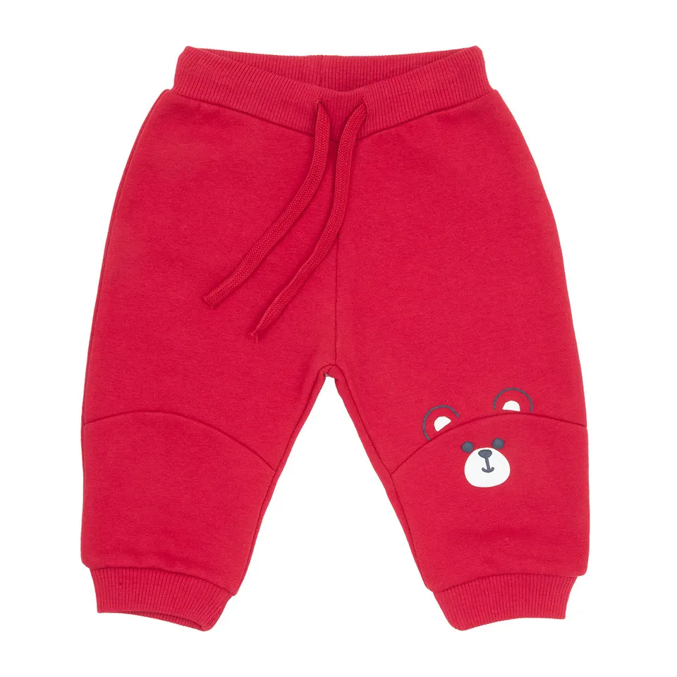 Toys Center Baby pantalone felpato bimbo rosso orsetto