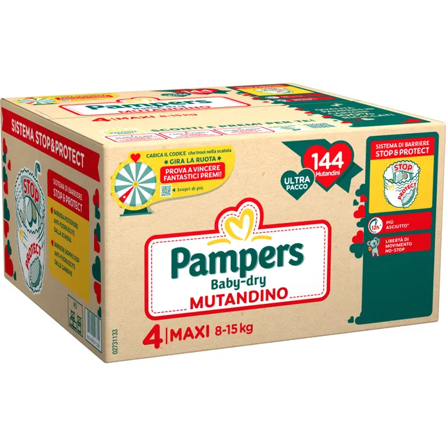 Pampers Baby-Dry Mutandina Taglia 4 8-15kg x144