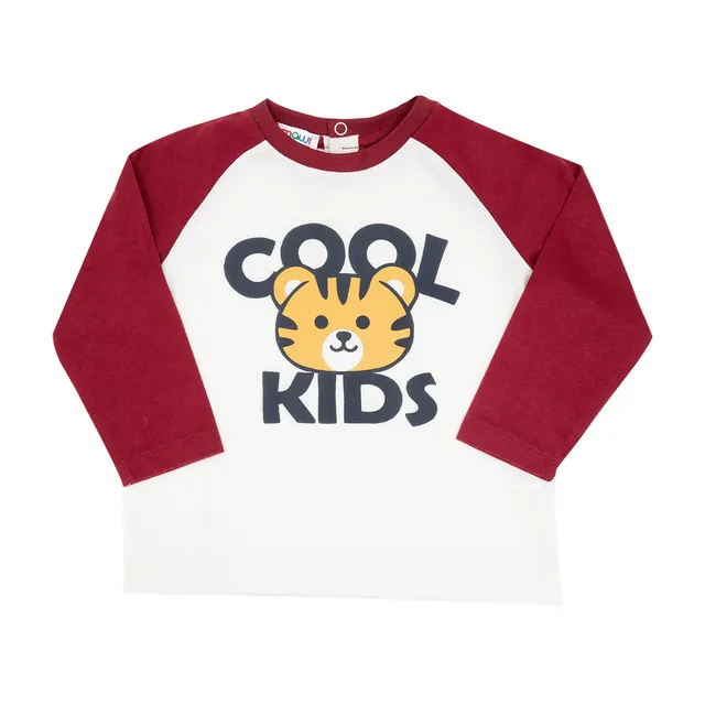 T-shirt raglan bimbo jersey panna rosso Cool Kids
