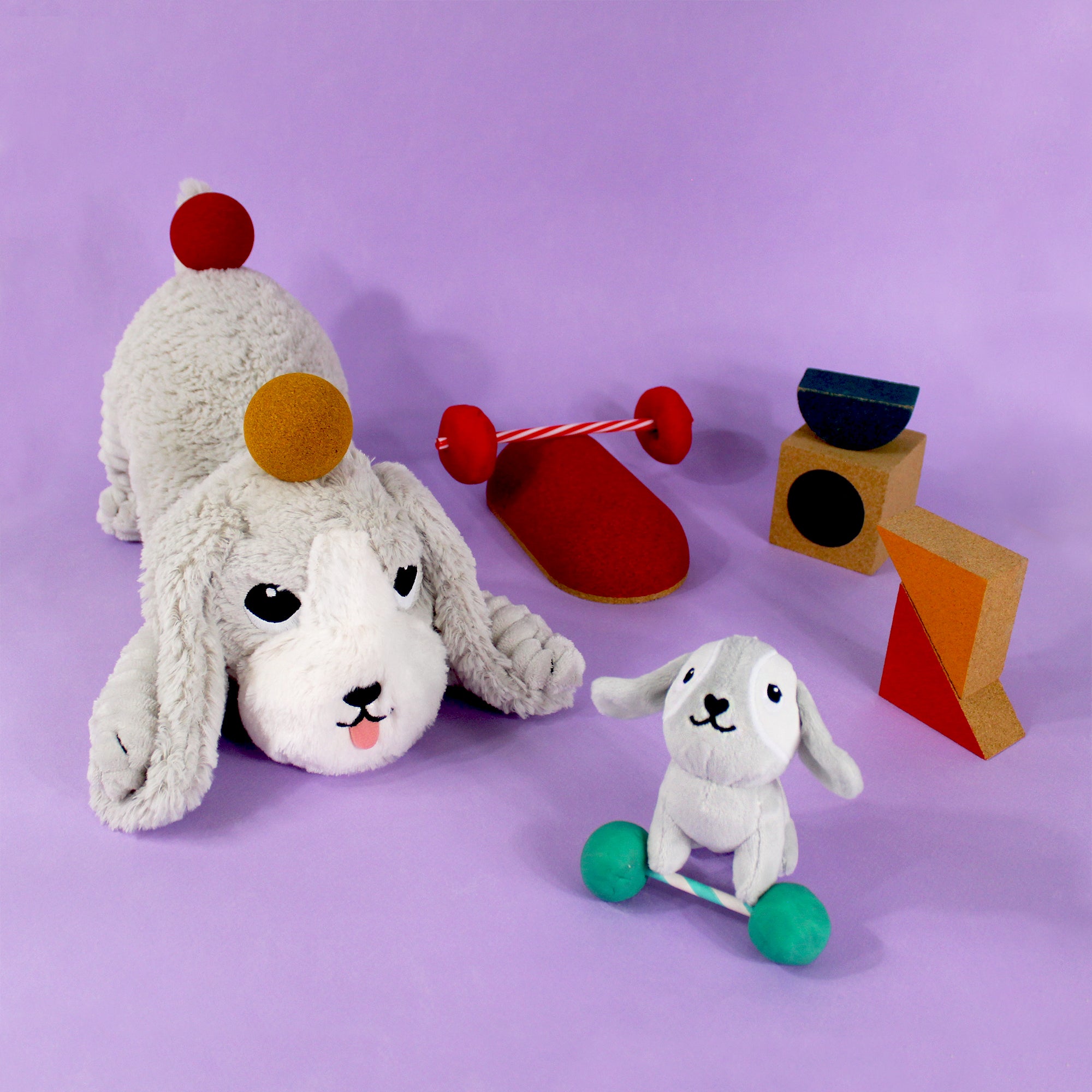 Les Déglingos Ptipotos Toutou Peluche Cane Mamma Grigio