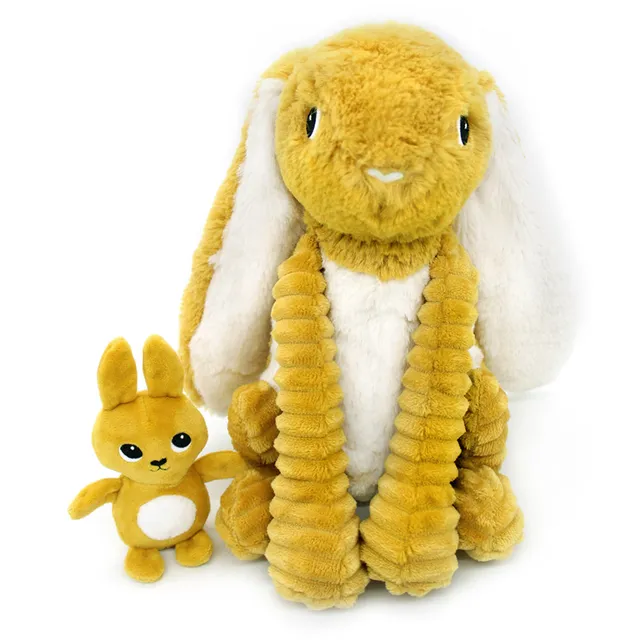 Les Déglingos Ptipotos Toudou peluche coniglio giallo mamma e bebè