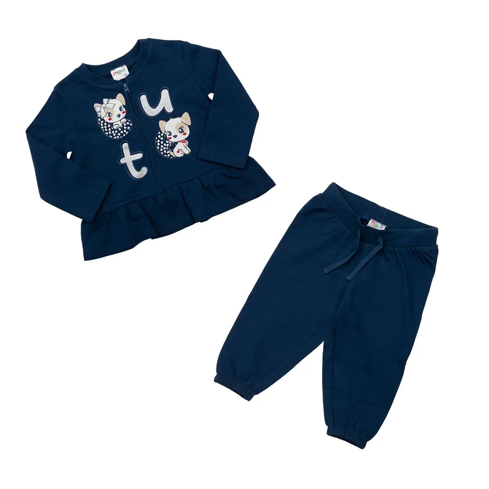 Mawi jogging french terry tuta bimbo blu con stampa