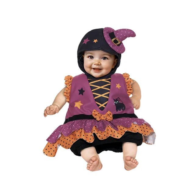 Streghetta Baby costume Halloween 6-12 mesi con cuffia