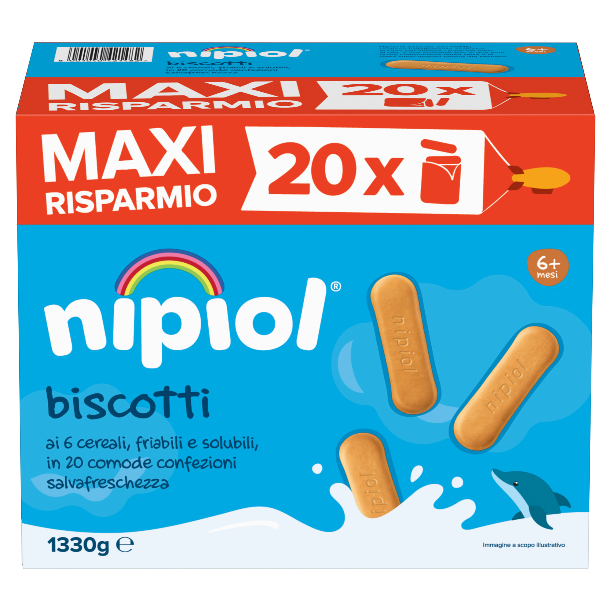 Nipiol Biscotti 6 Cereali per Bambini 1330g solubili