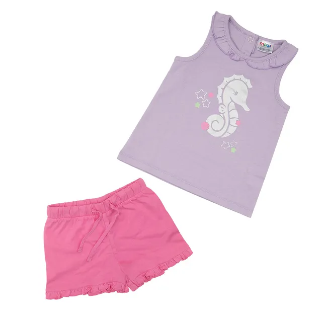 Toys Center Baby set canotta e shorts bimba lilla rosa