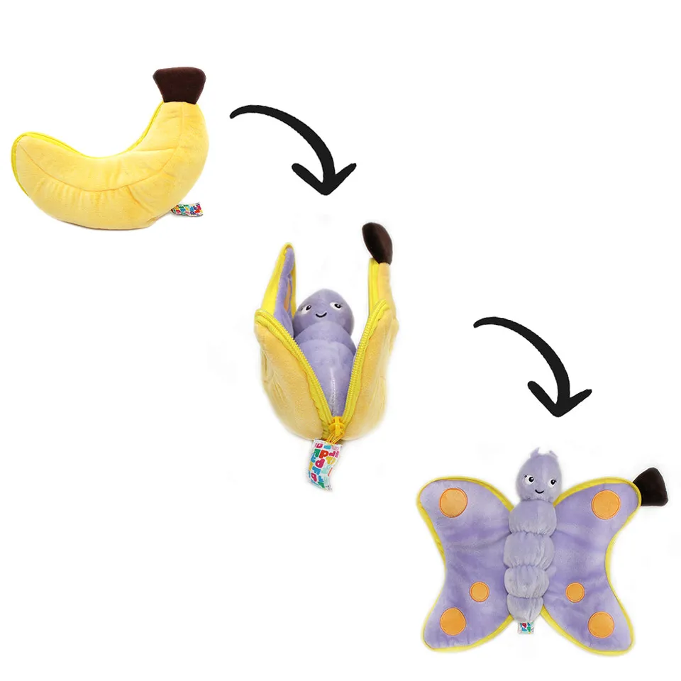 Les Deglingos Flipetz Poppet peluche farfalla banana 2 in 1 giallo