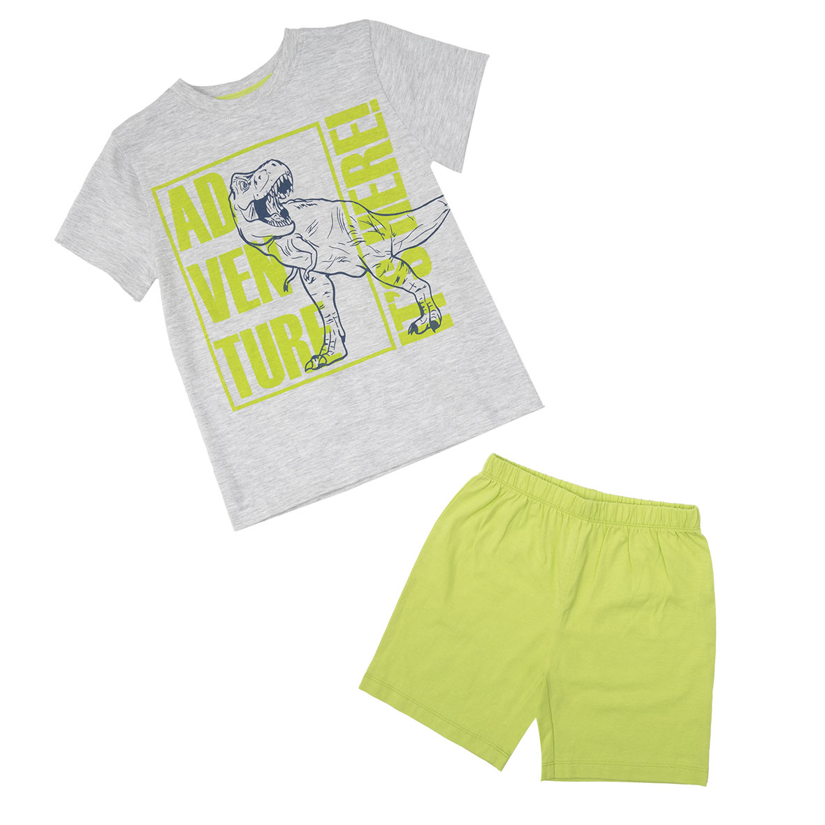 Pigiama bimbo Dino due pezzi corto grigio verde jersey