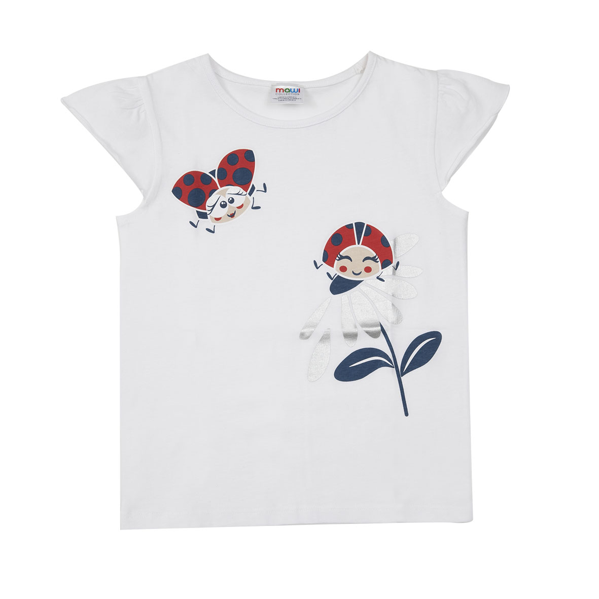 T-Shirt Bimba Bianca Girocollo Coccinelle Cotone Jersey