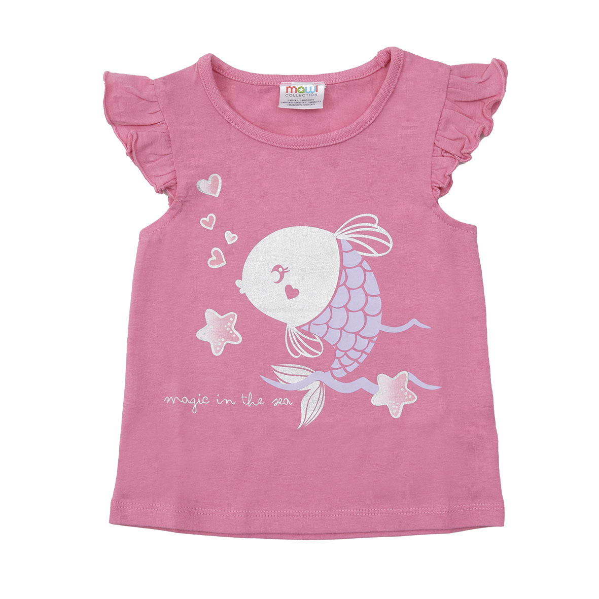 Canotta bimba rosa pesciolino innamorato jersey girocollo