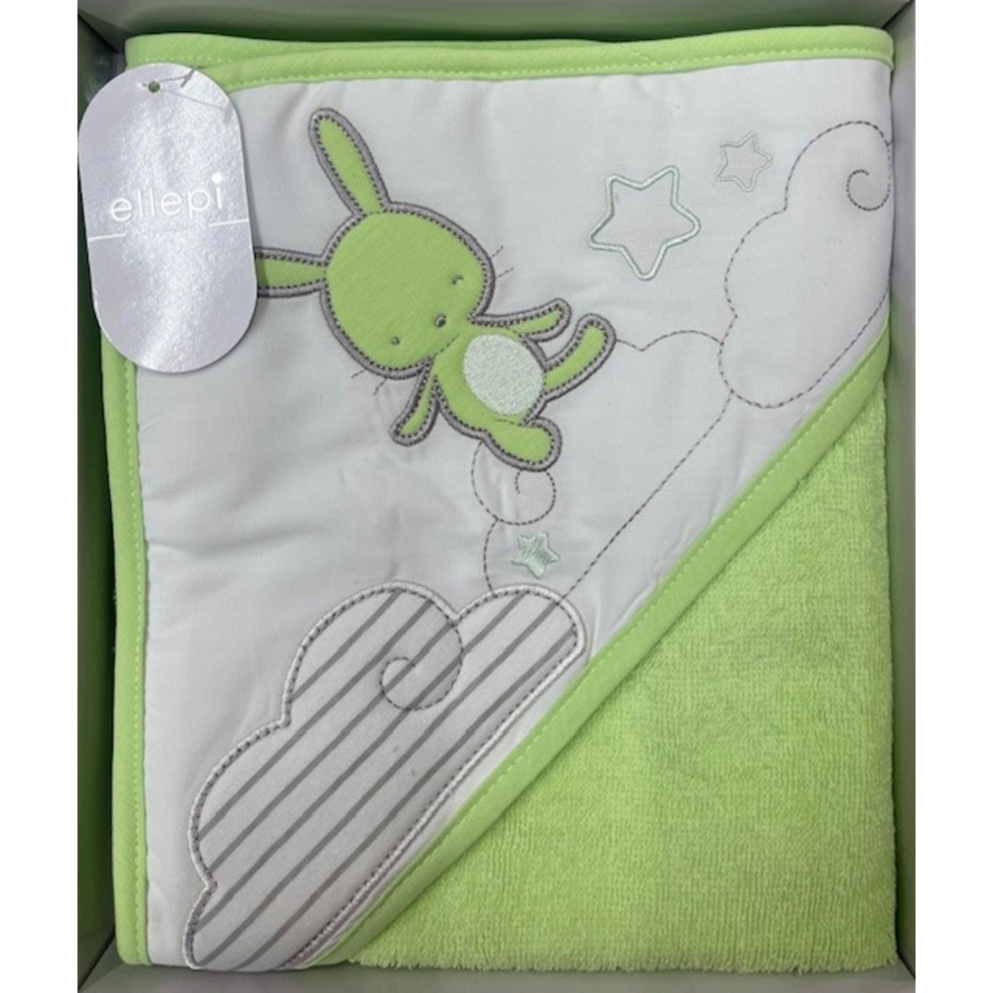 Ellepi Accappatoio Neonato Coniglietto Verde Morbido