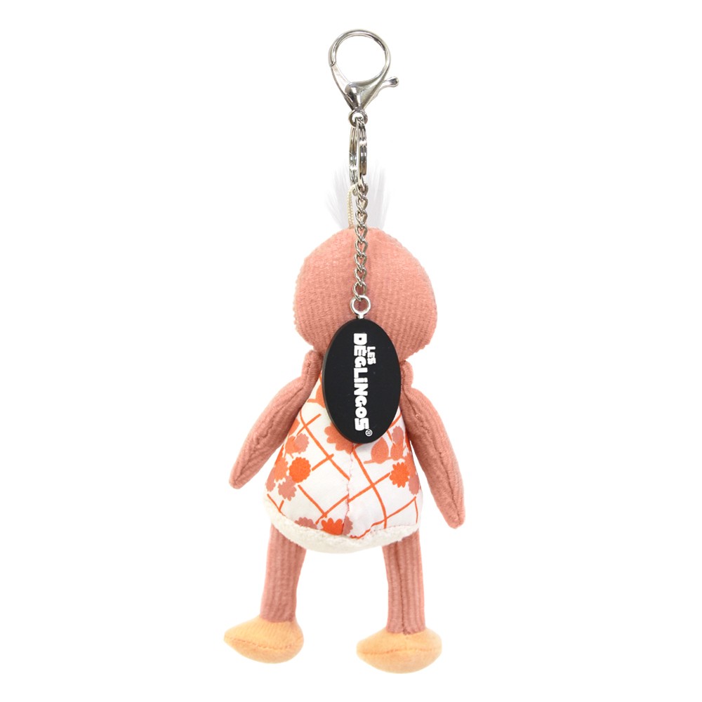Les Déglingos Pomelos Portachiavi Peluche Struzzo Rosa