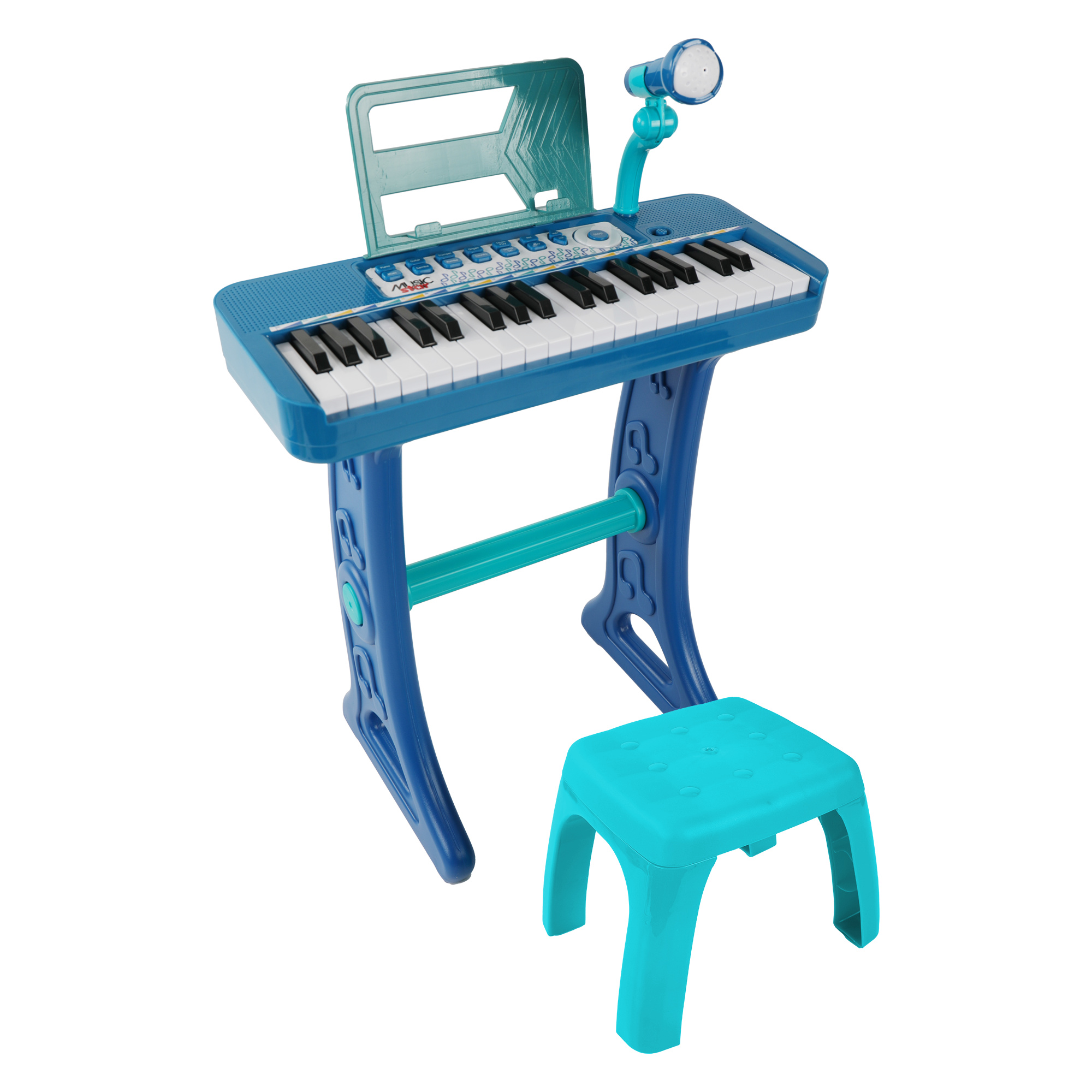 Music Star Tastiera Musicale 37 Tasti Blu con Sgabello
