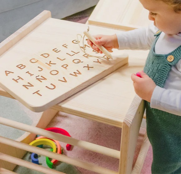The Dida alfabeto Montessori legno pino tavola prescrittura