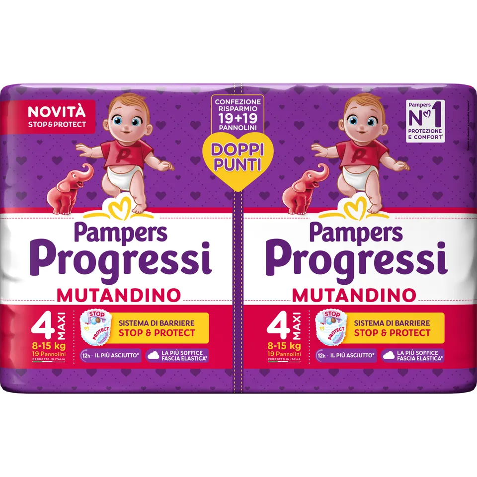 Pampers Progressi Mutandino 4 Maxi 8-15 kg 38 pezzi