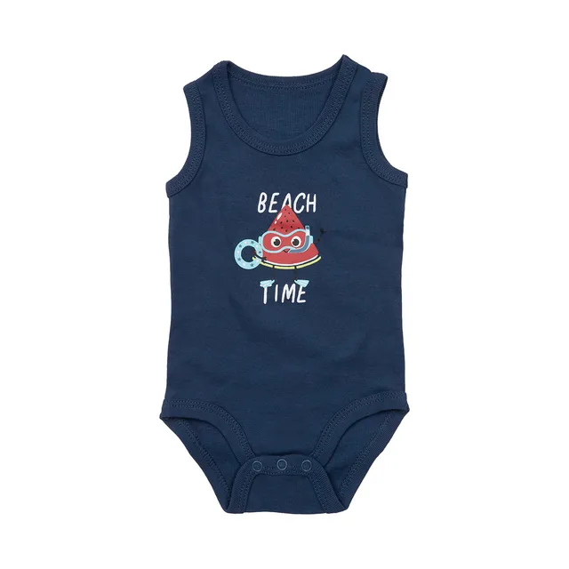 Body canotta bimbo blu stampato costina bottoni
