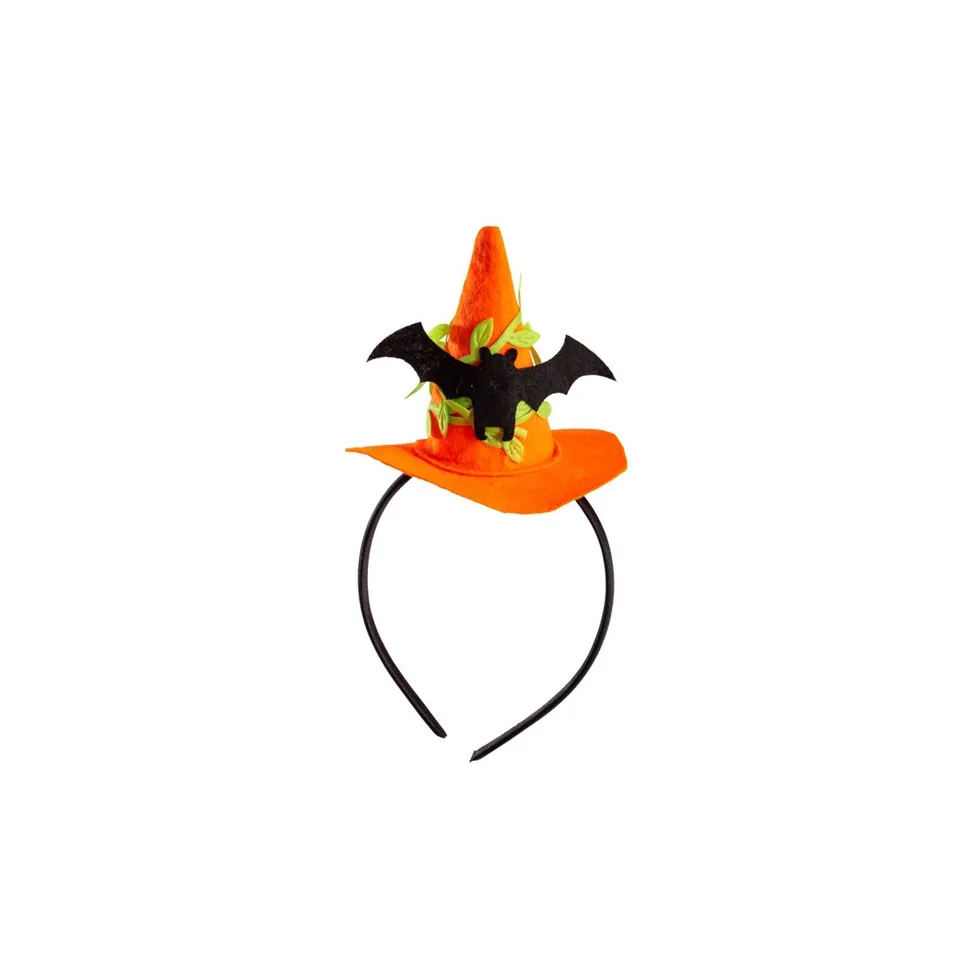 Cerchietto cappello strega pipistrello bambino feltro 9,5 cm