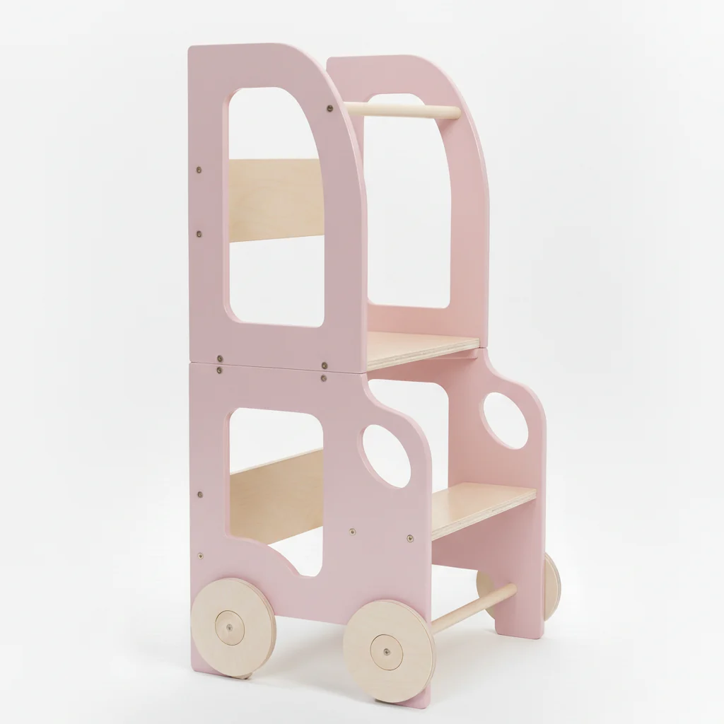 The Dida Coche torre di apprendimento rosa legno 2 in 1