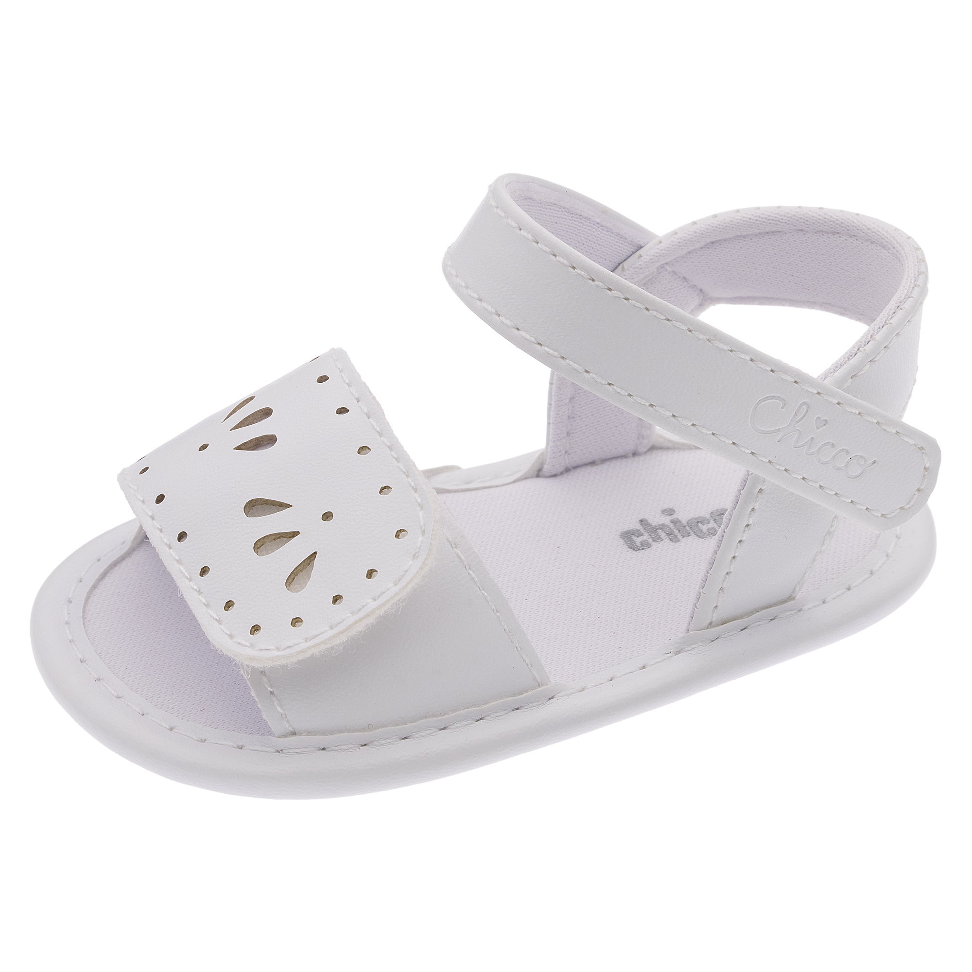 Chicco sandalo neonata bianco traforato con strappo