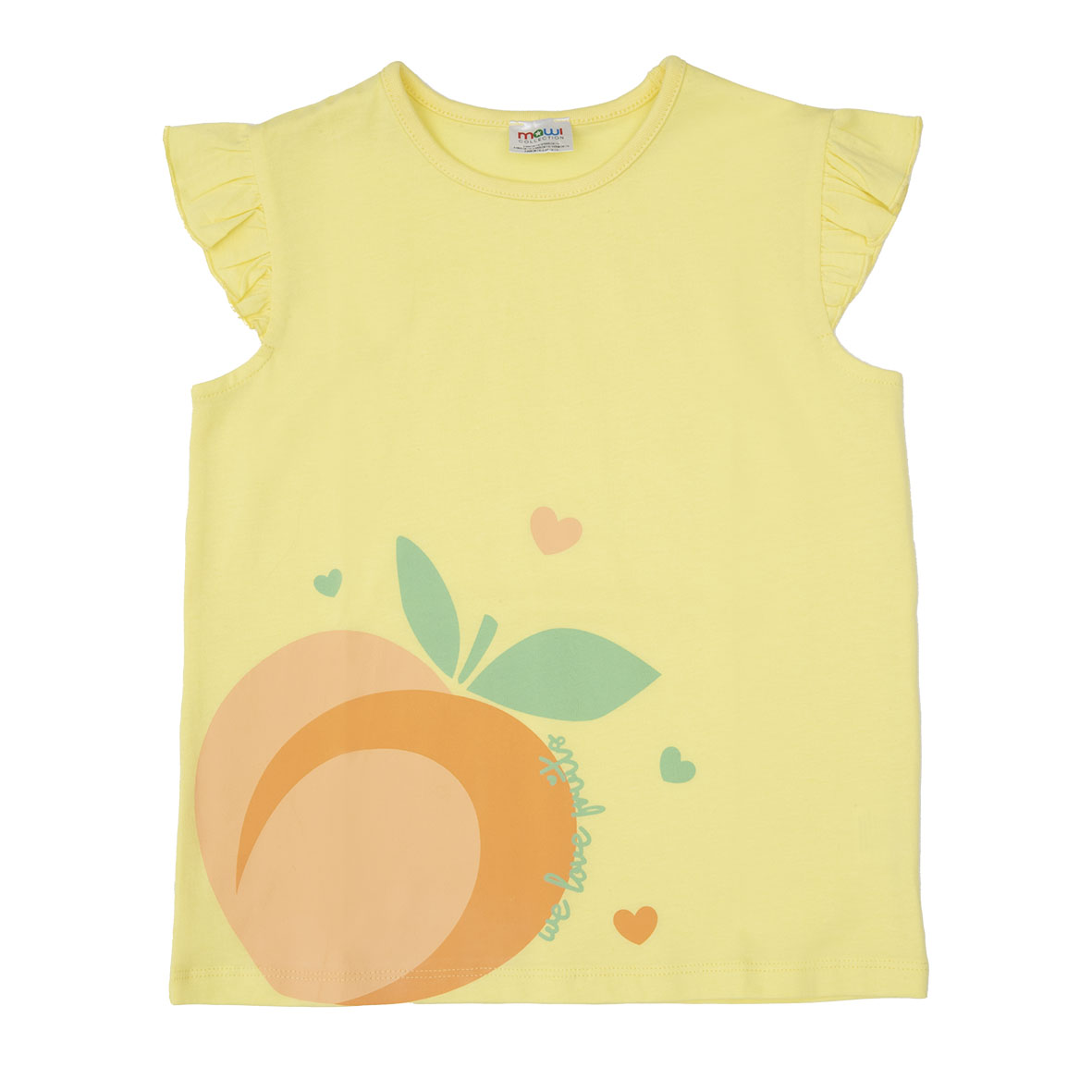 Canotta jersey bimba gialla frutta con frill