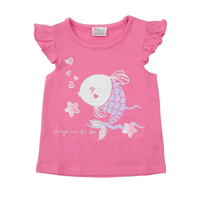 Canotta bimba rosa pesciolino innamorato jersey girocollo