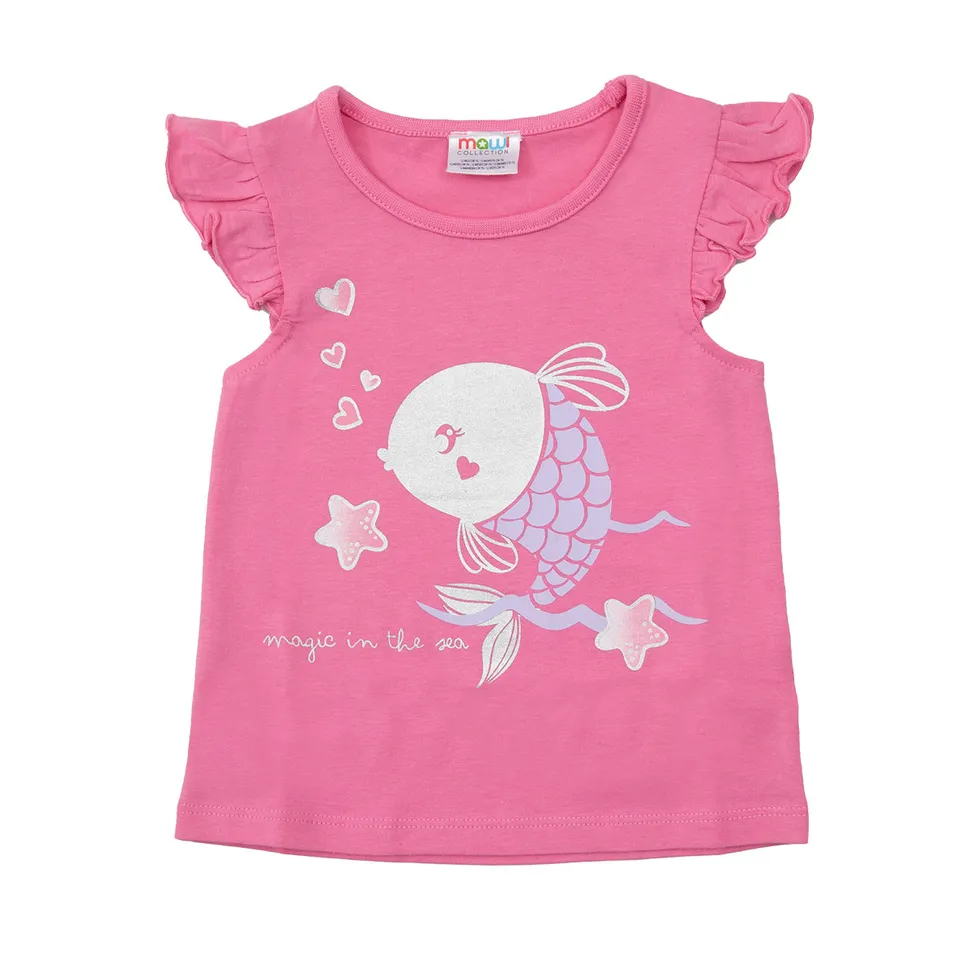 Canotta bimba rosa pesciolino innamorato jersey girocollo