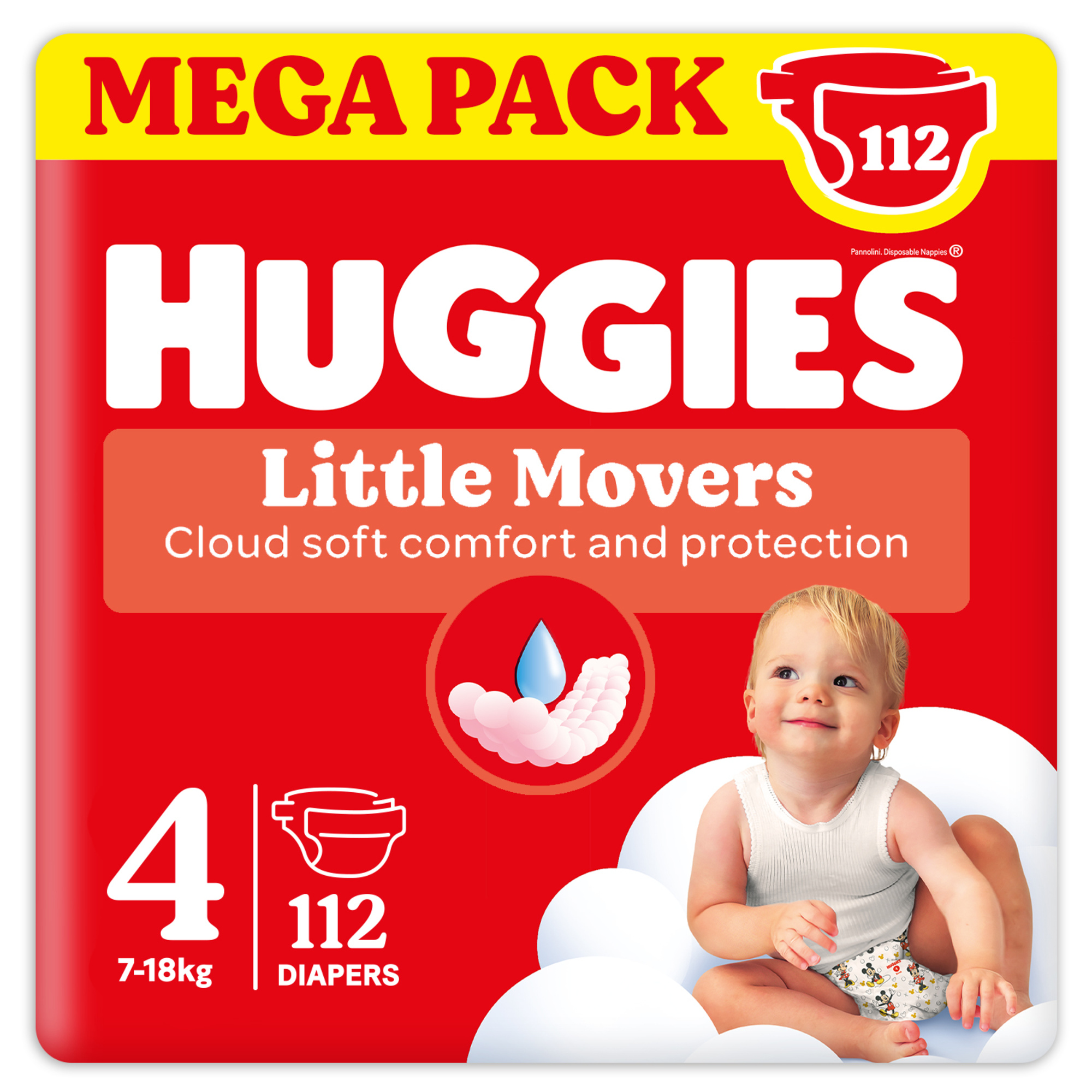 Huggies Little Movers Pannolini Taglia 4 112 Pezzi 7-18 Kg